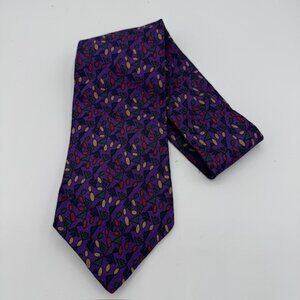 Vintage Christian Dior Monsieur Men's Silk Tie Purple Geometric